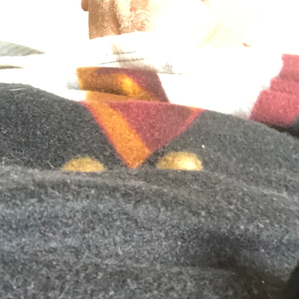 Men's Black Wool Burgundy and Mustard Accent